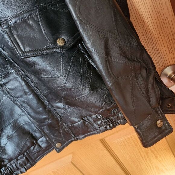 Vintage Motorcycle Leather Jacket with American Flag Patch & Eagle‎ Patch Size M - Picture 4 of 16